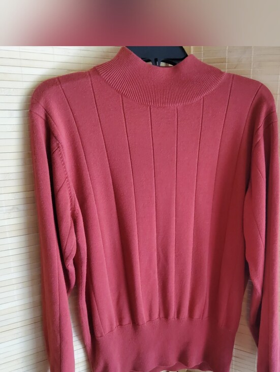 dressbarn Sweaters - dressbarn Ribbed Mock Neck Sweater - Brick Red
